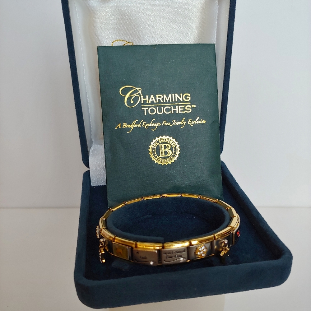 NWT Bradford Exchange "LABRADOR" Italian Charm Bracelet - Labrador Retriever